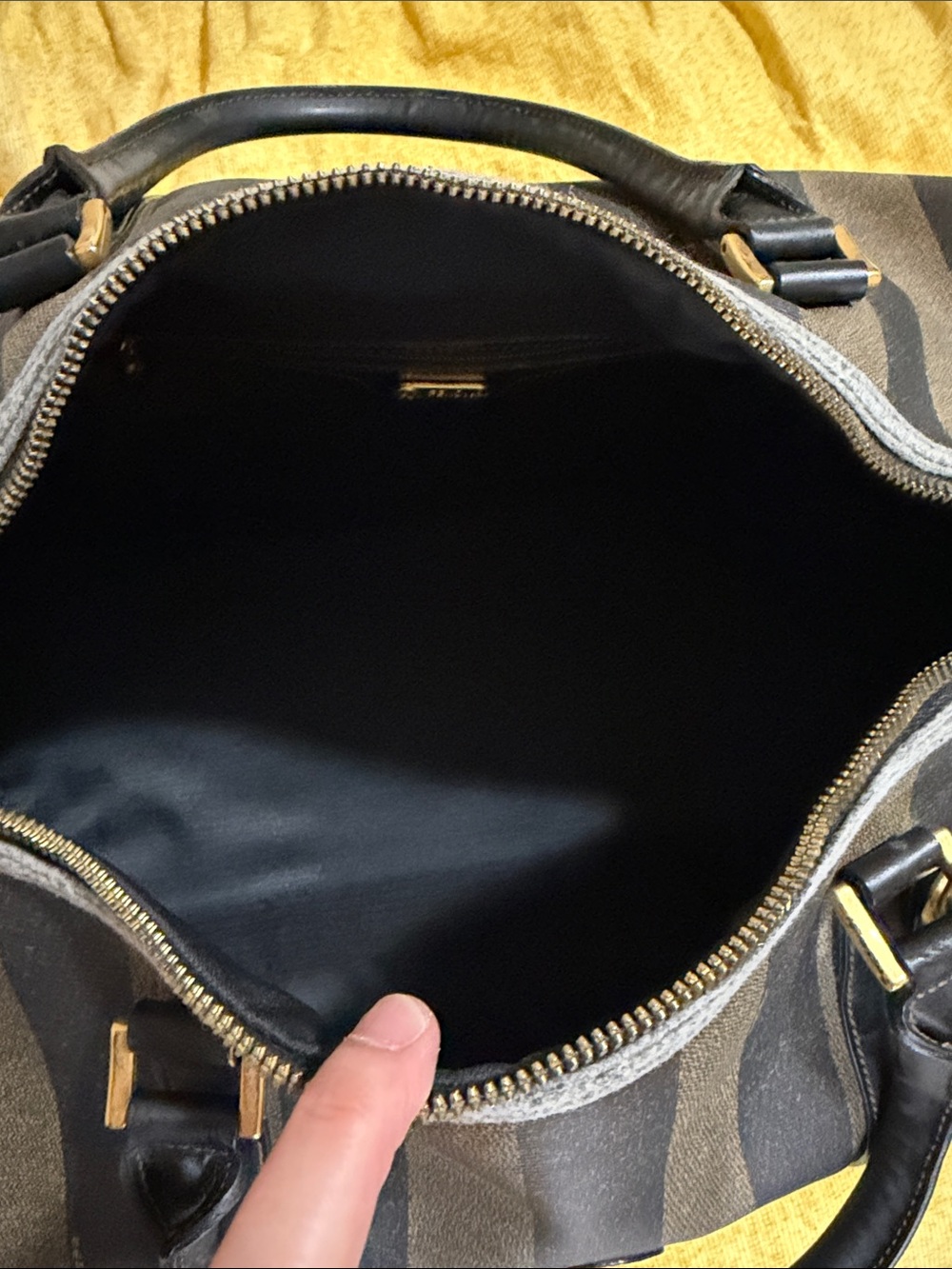 Fendi Black & Brown Striped Leather-Trim Duffel Bag - Picture 5 of 10